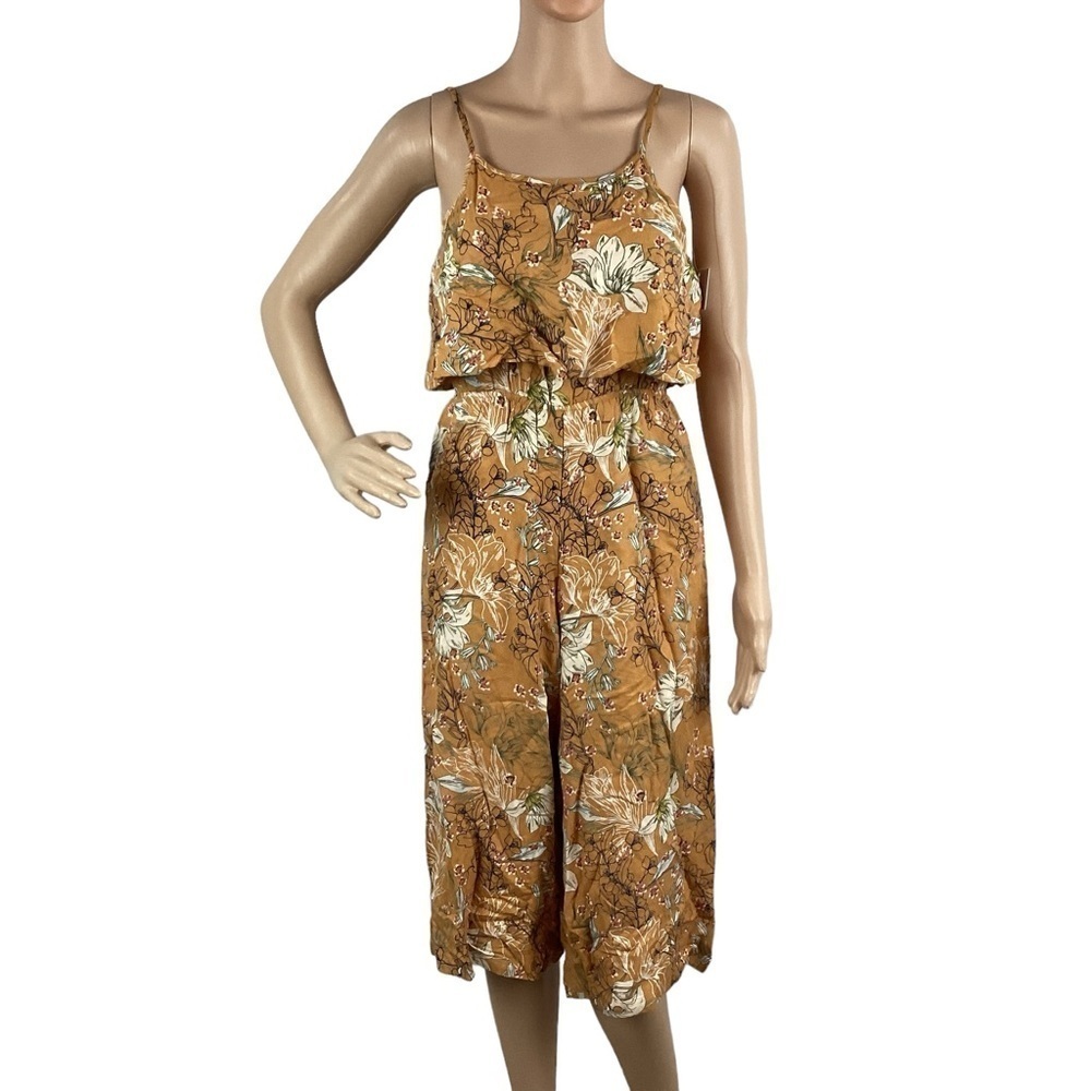 O'Neill Jumpsuit Size L Yellow Peony Print
